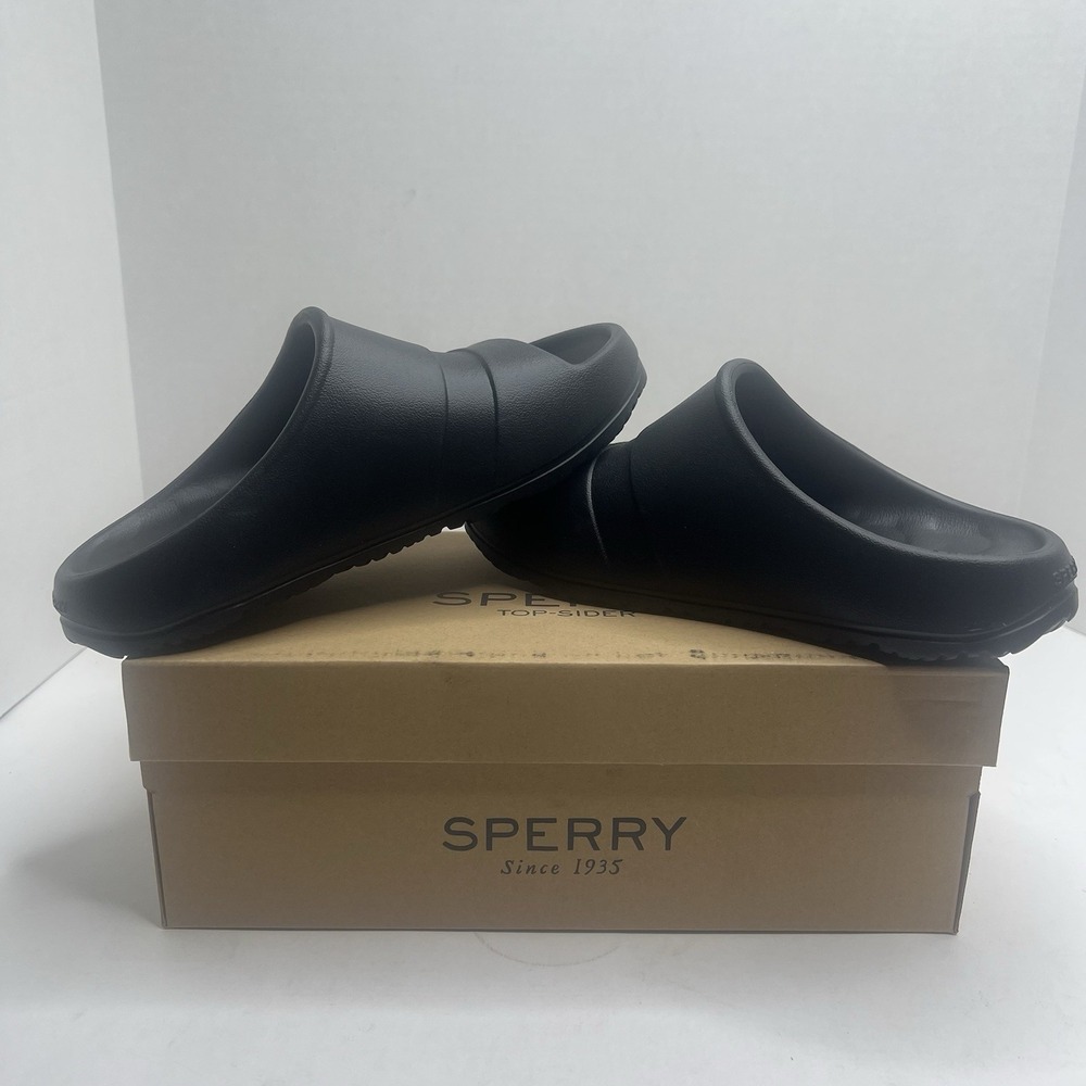 Sperry Windward Float Slide Womens 6 M Black Sandals Sport Slides STS87380 NIB